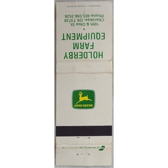 Matchbook Cover Holderby Farm Equipment Cherokee OK Oklahoma John Deere - Picture 2 of 4